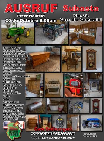 20 de Octubre 9:00am Subasta Peter Neufeld Km. 24